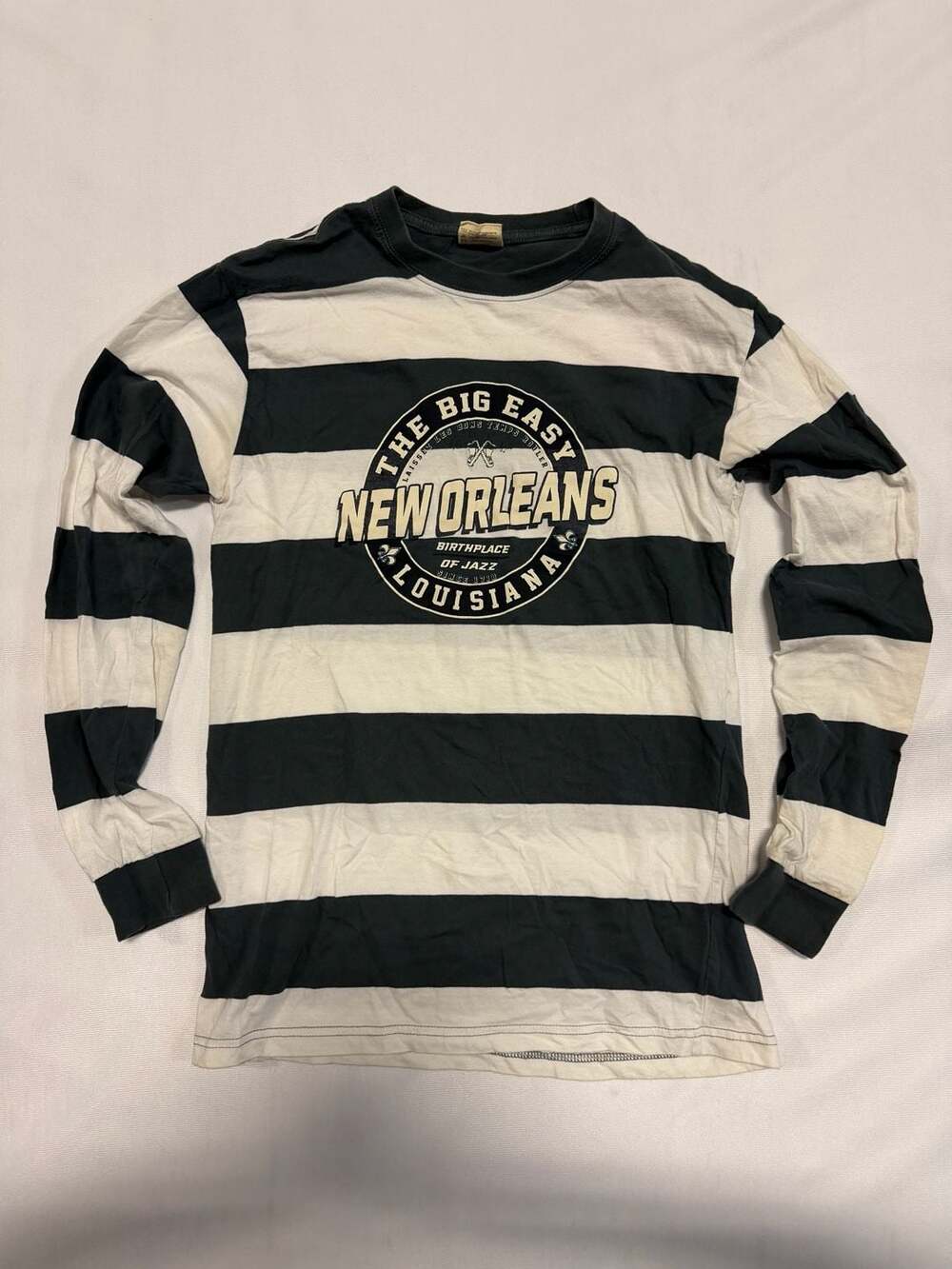 Classic Colors Vintage New Orleans The Big Easy Striped Long Sleeve Size M